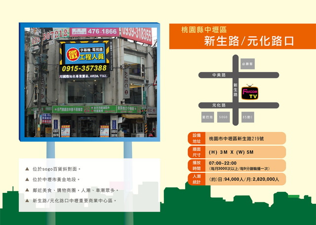 桃園市中壢區新生路/元化路口(中壢SOGO)